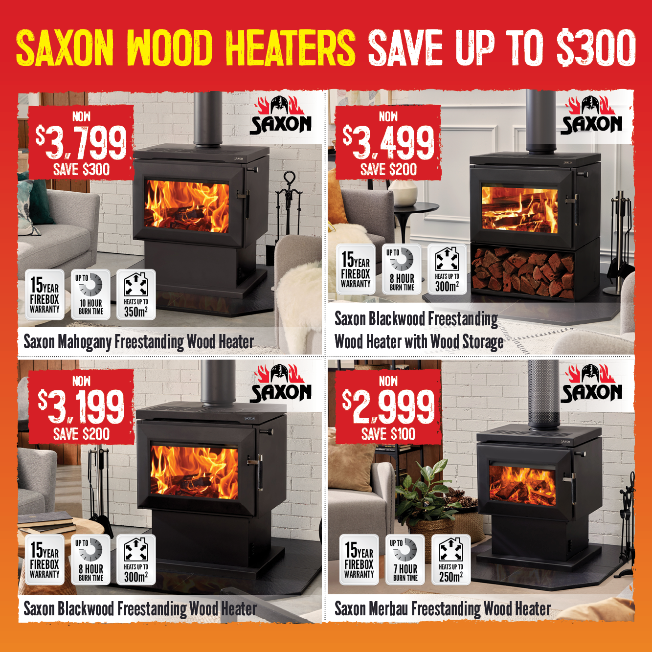 Saxon Wood Heaters Save Up To $300 | Shop Now
